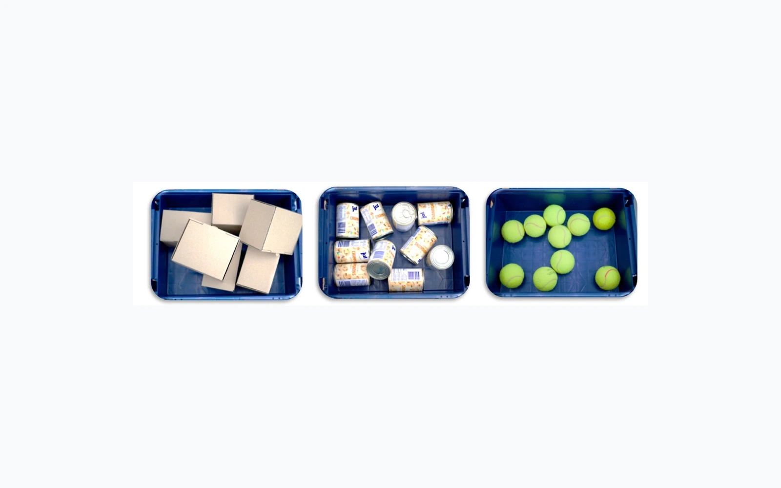 Boxes, cans and tennis balls used in the object dimension experiments
