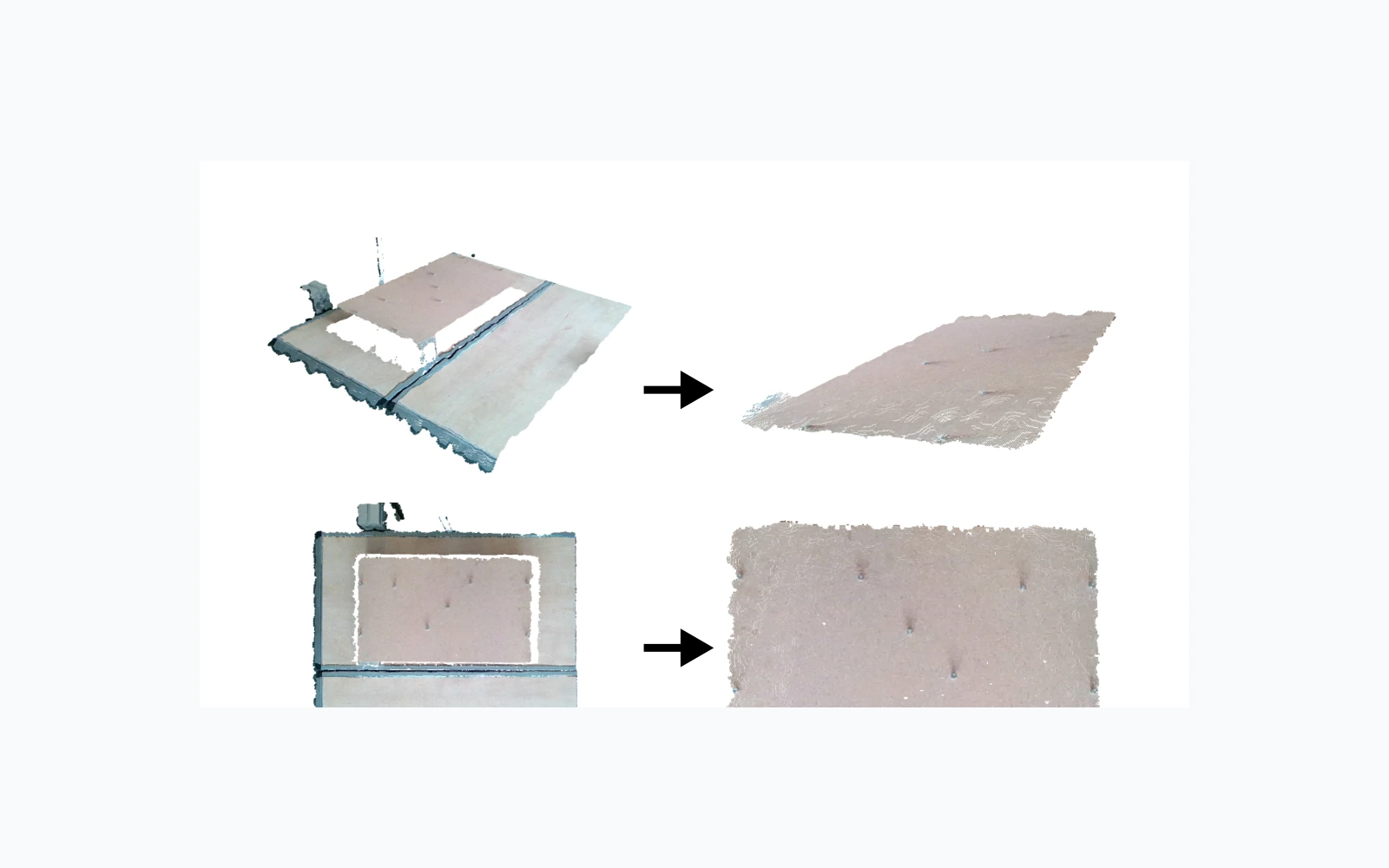 Point-cloud extraction and geometry detection of a wooden plate